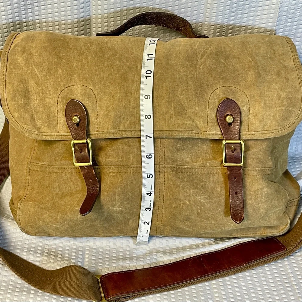 J. Crew Abington Tan Canvas Messenger Bag with Leather Accents - Picture 4 of 9